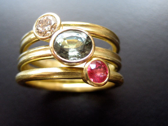 Textured Band Stacking Rings