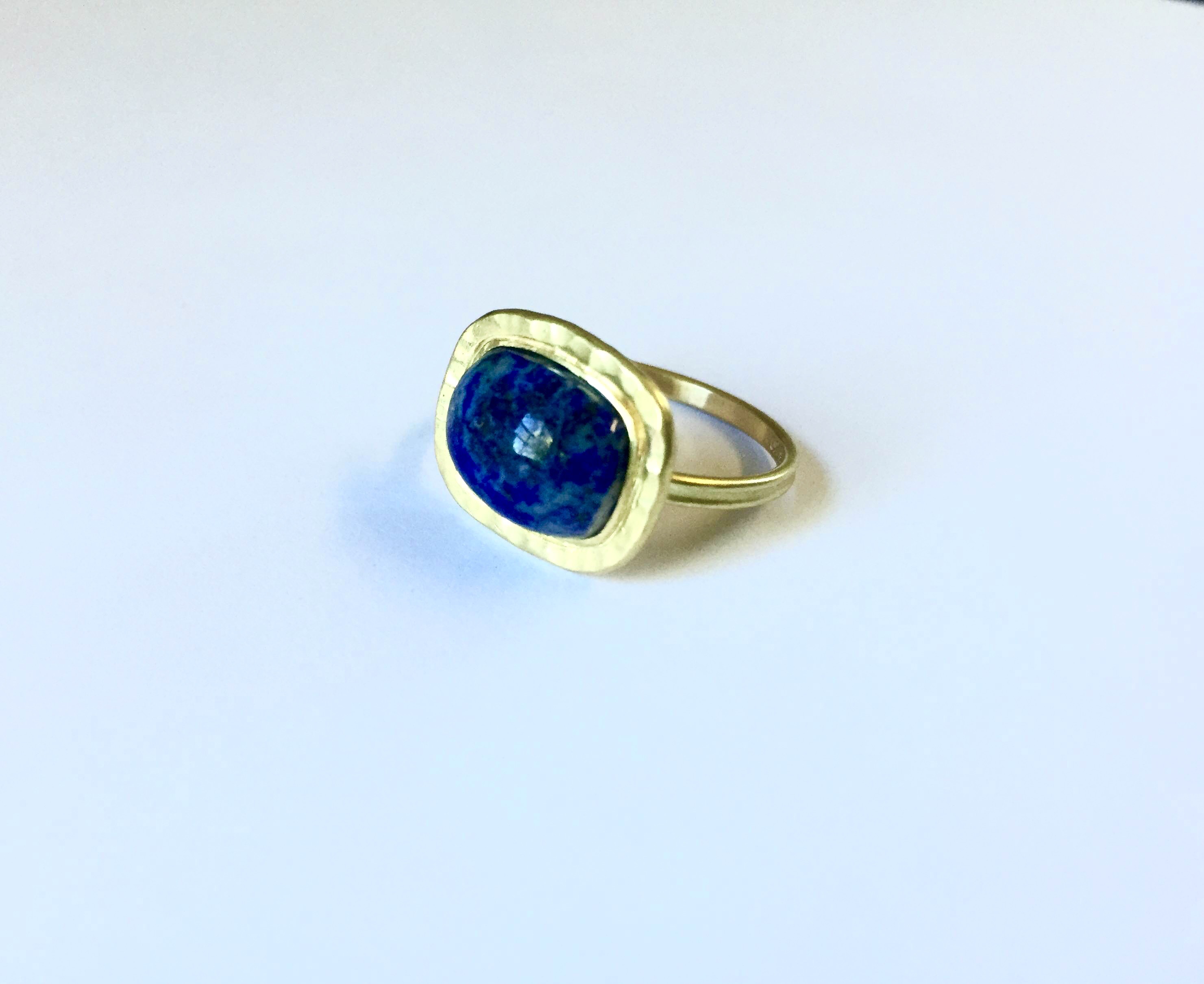 Ancient-Style Gold Ring with Re-cut Lapis