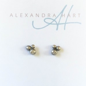 Tiny Pebble Earrings with Diamonds